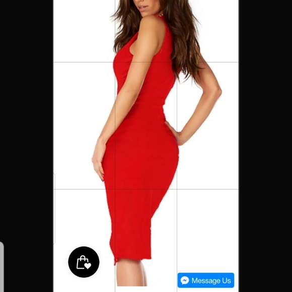 Red bodycon dress with front slit - Picture 2 of 2